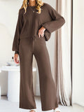 Round Neck Long Sleeved Top with Drawstring Design Pant