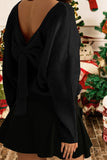 Valentines Bow Backless Bubble Sleeve Festive Sweater