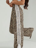 Leopard Print Stripe Casual Pants