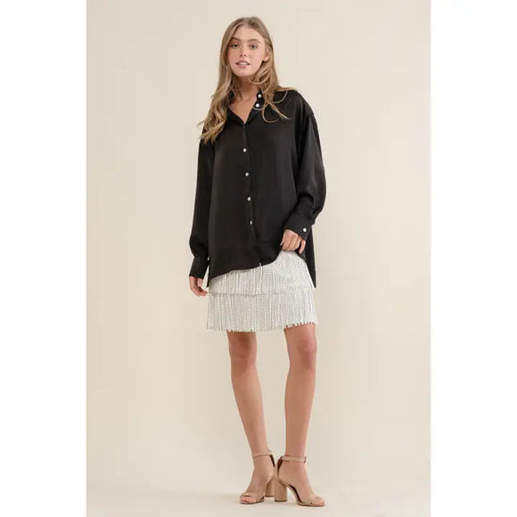 Light Satin Button Down Shirt