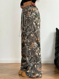 Fashion Stretch Waist Camouflage Printed Mopping Pants