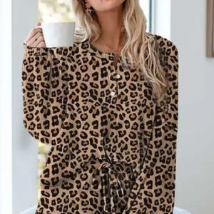 Leopard Tie Dye Knit Pajamas Set