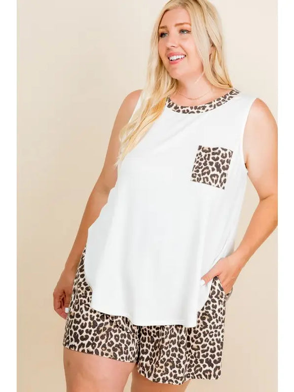 Plus Size Sleeveless French Terry Solid Tank