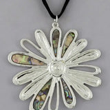 Abalone Blossom Daisy Flower Pendent Set