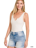 Microfiber Split Neck Thong Bodysuit