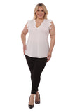 Womens Plus Size V-Neck Tops with Ruffle Armhole Detail