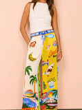 Summer Beach Vacation Printing 2pcs Pants Set