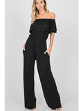 Black off the Shoulder Solid Jumpsuit