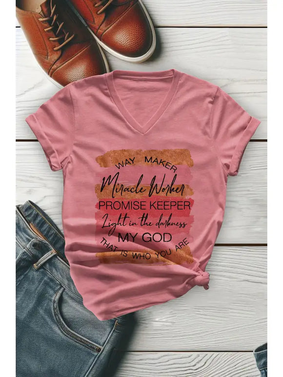 Way Maker Miracle Worker Sparkly, Unisex V-Neck T-Shirt