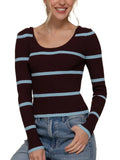 Scoop Neck Neck Stripe Sweater Top