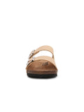 Soft Cork Double Strap Banded Slider Sandals-Apricot