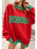 Polka Dot Contrast Holiday Mock Neck Sweatshirt