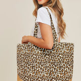 Leopard Print Jute Tote Bag