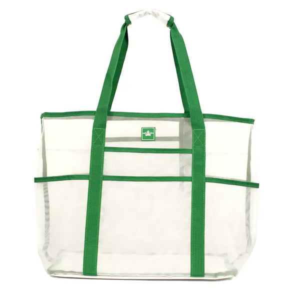 Grayton Beach Tote White/Emerald 16.5x15x8.5