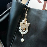 Pearl Alloy Butterfly Keychain Pendant