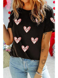Sequin Heart Patched Valentines Day Graphic Tee