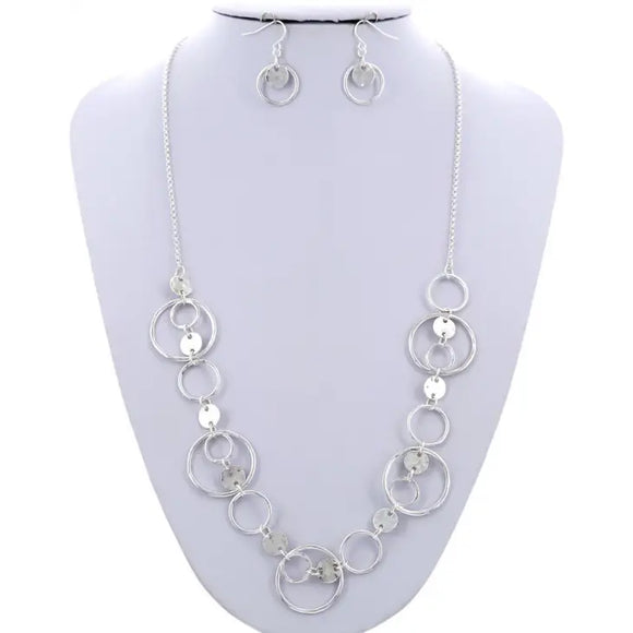 Layered Double Rings/Blink Circles Necklace Set