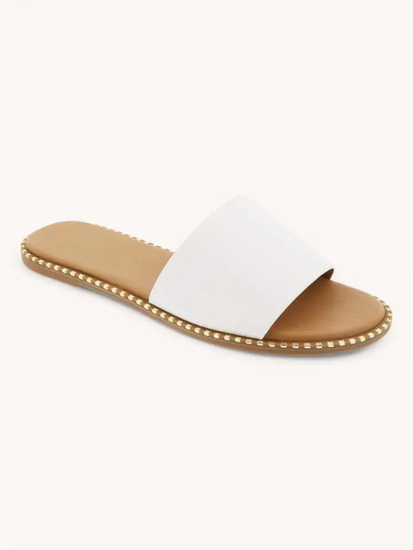 Basic Bold Upper Golden Stud Edge Sandals