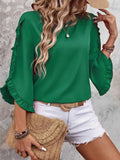Round Neck Lace Irregular Seven Quarter Sleeve Top