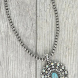 Western Turquoise Navajo Beaded Pendant Necklace