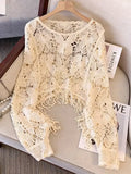 Fringed Lace Detail Knit Top