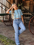 Plus Size Light Stone Wash High Rise Boot Cut Jeans