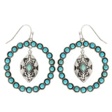 Western Turquoise Open Circle Drop Earrings