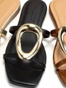Distant Gold Ornament Dressy Slip On Sandals
