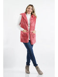 Plus Hooded Faux Fur Vest with Side Pockets