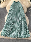 Gingham Pleated Midi Skirt