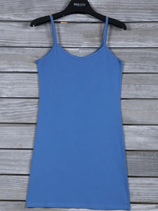 Blue Spaghetti Strap Long Tank