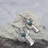 Turquoise Bead Cactus Earrings - Western