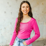 Pink Front Rhinestone Fringe Bodysuit