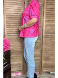 Trendy Floral Short Sleeve Women's Boutique Top