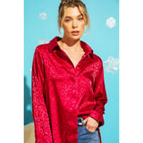Satin Leopard Print Button Down Top