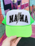 Mama Checkered Bolt Trucker Hat