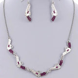 Fuchsia Ab Filigree Western Pistol, Gun Necklace Set