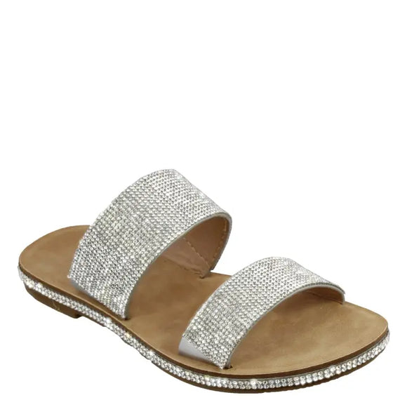 Women Rhinestone Shining Dual Strap Sandals
