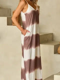 Stripe Tie Dye Spaghetti Strap Maxi Dress