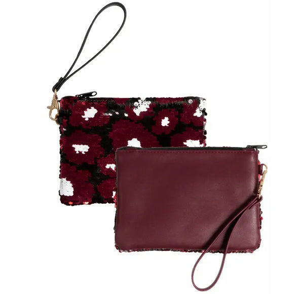 Sequined Wristlet- Maroon