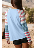 Fashion-W Striped Colorblock Long Sleeve Top
