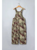 Camo Print Leopard Denim Overall Cropped Jumpsuit