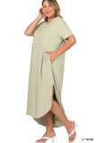 Plus Size Brushed Dty Short Sleeve Maxi Dress