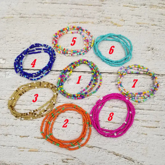 8 pcs handmade multi layered seed bead bracelet