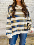 Color Blocking Round Neck Pullover Top