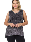 Plus Size Mineral Wash Top w/ Side Slit