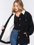 Faux Fur Lining Corduroy Jacket