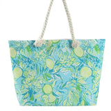 Hand Drawn Lime Print Beach Tote Bag