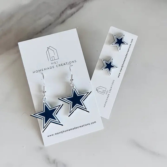 Dallas Cowboys Inspired Star Earrings