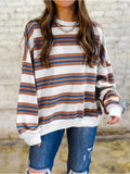 Color Blocking Round Neck Pullover Top